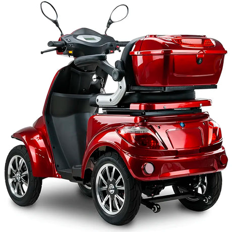 Vista trasera del scooter eléctrico con sistema de frenado combinado con disco delantero para una detención segura y precisa dortomedical