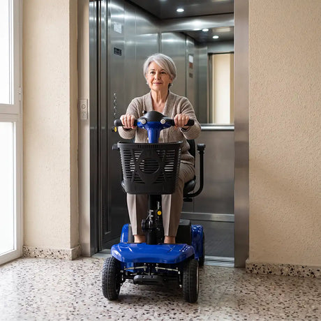 Scooter eléctrico ideal para ascensores seguro con medidas compactas Lucas Pro dortomedical