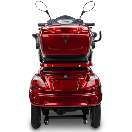 Vista trasera de scooter eléctrico con Sistema de luces LED potentes y retrovisores integrados para una conducción nocturna segura dortomedical