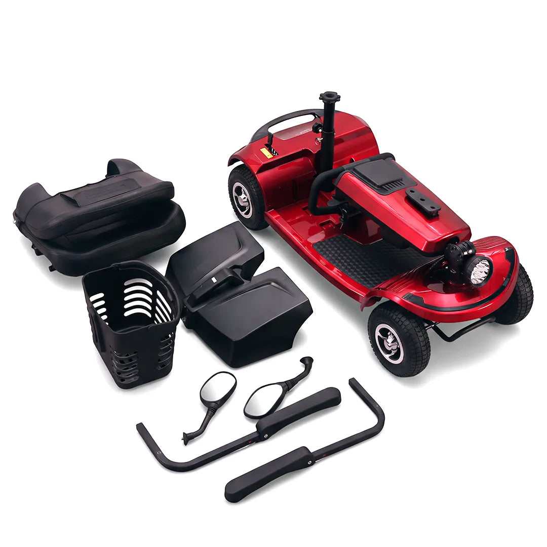 Scooter eléctrico de movilidad con retrovisores incluidos para mejorar el rango de visión del usuario durante el uso dortomedical