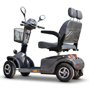 Vista trasera del scooter eléctrico para dos personas con asiento giratorio 360 grados para un fácil acceso dortomedical