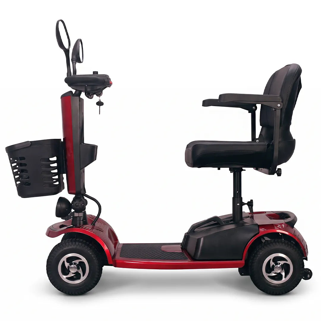 Vista lateral del scooter eléctrico para personas mayores Mate Pro con un radio de giro de 1250 mm para una mejor maniobrabilidad dortomedical
