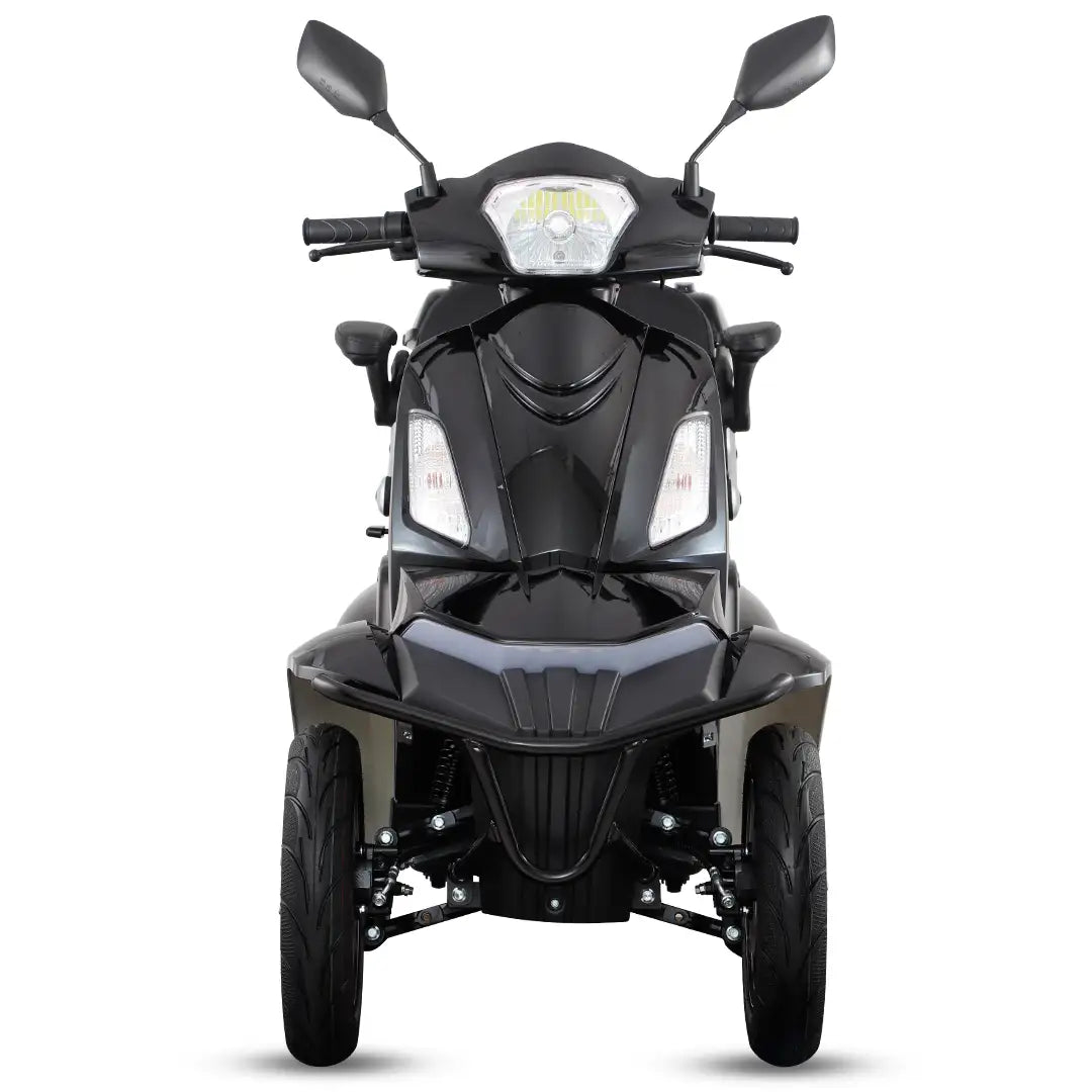 Sistema de seguridad del scooter eléctrico Faster Neo con freno de disco delantero y tambor trasero para una frenada progresiva e inmediata dortomedical