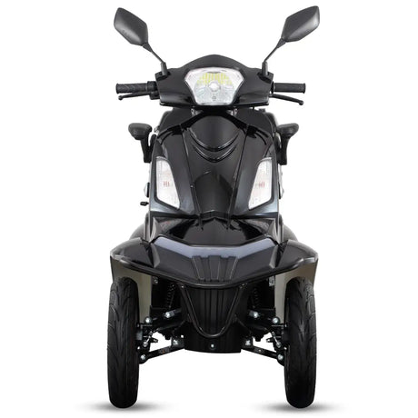 Sistema de seguridad del scooter eléctrico Faster Neo con freno de disco delantero y tambor trasero para una frenada progresiva e inmediata dortomedical