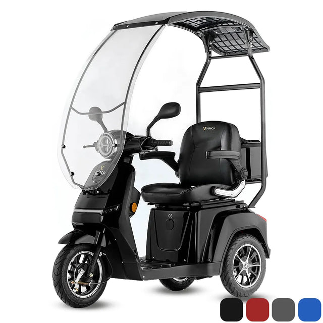 Scooter eléctrico con techo y visor delantero para días lluviosos de Dortomedical