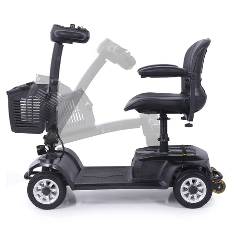 Perfil lateral del scooter de movilidad con manillar tipo delta ideal para usuarios que sufren artrosis y artritis en las manos dortomedical