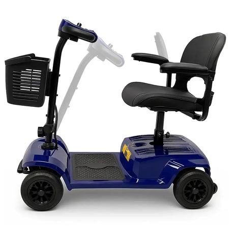 Vista lateral del scooter Lucas con ruedas antipinchazos para una seguridad total durante el recorrido dortomedical