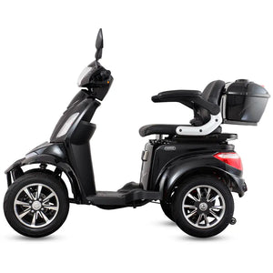 Detalle de los reposabrazos abatibles del scooter de movilidad para adultos Faster Neo, ideal para facilitar la entrada y salida del usuario dortomedical