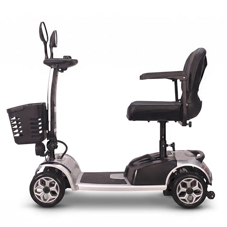 Vista lateral del scooter de movilidad con controles simples para una conducción intuitiva y segura dortomedical