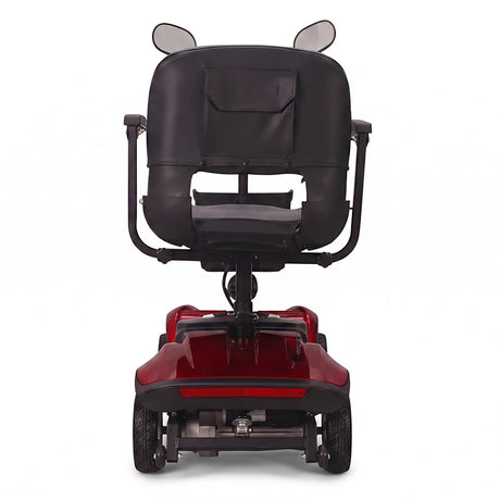 Vista trasera del scooter de movilidad eléctrico con equipamiento para una conducción segura, estable y cómoda dortomedical