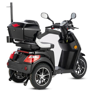 Scooter para movilidad reducida con cesta rígida trasera de amplia capacidad para objetos personales de Dortomedical