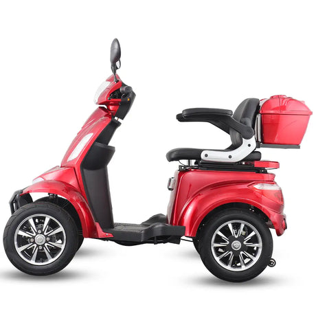 Vista en detalle de las ruedas antipinchazos tubeless del scooter de movilidad reducida Faster Neo, diseñadas para una conducción segura en ciudad y terrenos irregulares dortomedical