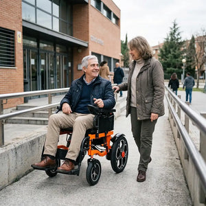 Silla de ruedas ligera con freno automático inteligente electromagnético para un parada segura incluso al soltar el joystick en pendientes dortomedical
