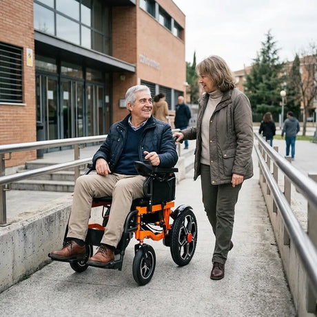 Silla de ruedas ligera con freno automático inteligente electromagnético para un parada segura incluso al soltar el joystick en pendientes dortomedical
