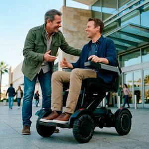 Silla eléctrica con ruedas mecanum que permiten un giro de 360º sobre su eje dortomedical