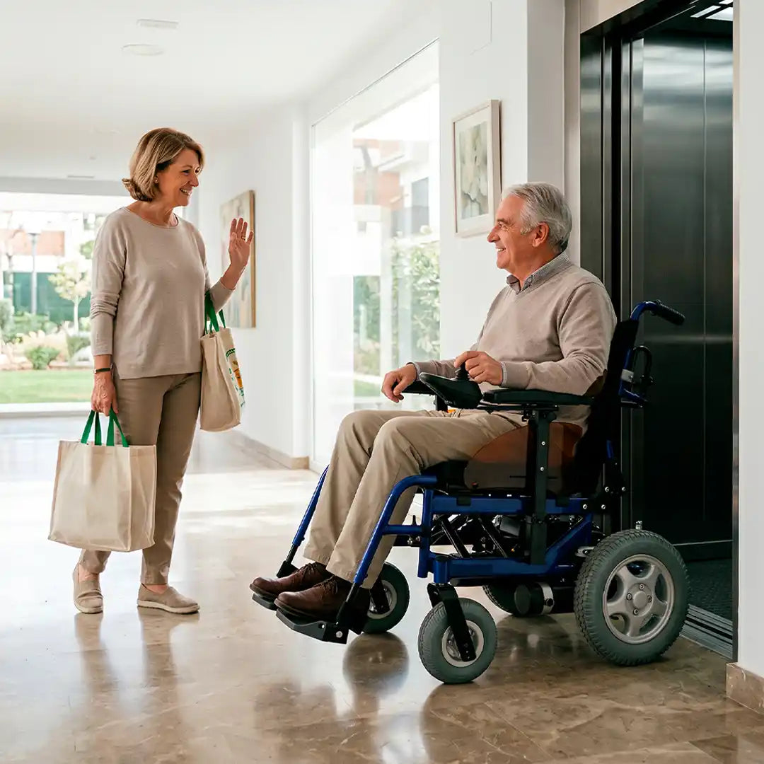 Silla de ruedas eléctrica de aluminio con ruedas antipinchazos ajustables dortomedical