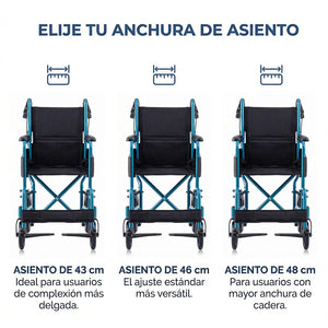Anchuras de asiento de la Silla de ruedas estrecha con freno para el acompañante que garantiza un control total en pendientes de Dortomedical.