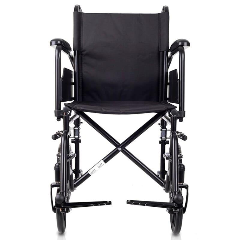 Silla de ruedas estrecha de traslado con reposapiés extraíbles para facilitar la entrada en ascensores y espacios reducidos dortomedical