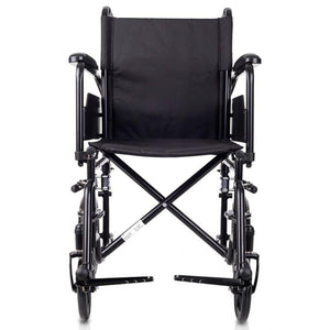 Silla de ruedas estrecha de traslado con reposapiés extraíbles para facilitar la entrada en ascensores y espacios reducidos dortomedical