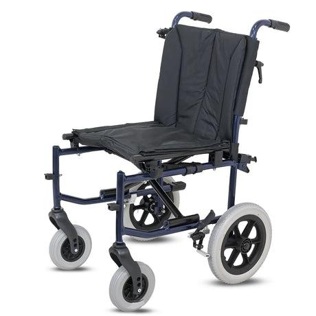 Vista sin reposabrazos de la Silla de ruedas manual con chasis de aluminio resistente que soporta hasta 120 kg Dortomedical