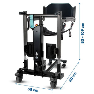 Medidas de la silla de transferencia para baño con arnés de inodoro para facilitar las necesidades del usuario dortomedical