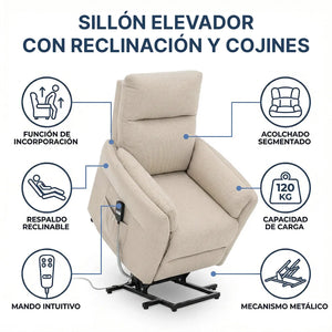 Puntos importantes del Sillón elevador tapizado en poliéster 100% transpirable e hipoalergénico de Dortomedical.