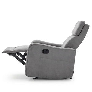 Vista reclinada del sillón relax reclinable fabricado en microfibra hipoalergénica dortomedical