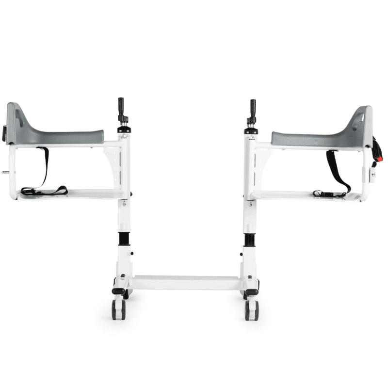 Silla de transferencia Easy Move con apertura trasera de 180 grados diseñada para evitar sobreesfuerzos lumbares al cuidador durante el traslado del paciente dortomedical