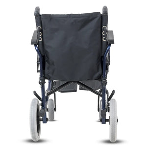 Vista trasera de la Silla de traslado para ancianos con asiento acolchado para mayor confort en el uso diario Dortomedical