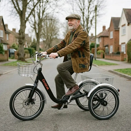 Triciclo plegable con cuadro de aluminio y acero reforzado para una movilidad ligera dortomedical